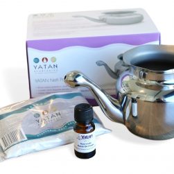 Ayurvedic Neti Pot Kit with packet rock salt and nasal oil